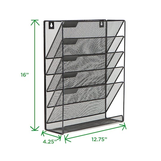 Mind Reader 6 Compartment Vertical Hanging Wall File & Chart Organizer